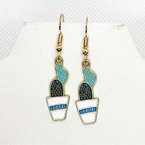 Earrings Cactus Western Love Cute Kawaii Potted Plants Minimalist Enamel